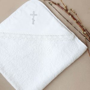 Крестильное полотенце "Серебряный крестик"